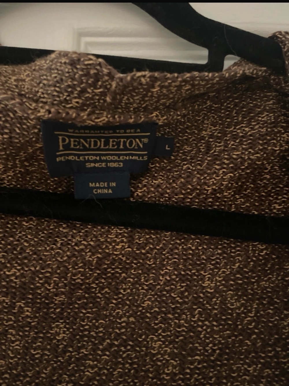 Pendleton Open-Front Long Cardigan in Warm Brown Heather - Picture 3 of 4